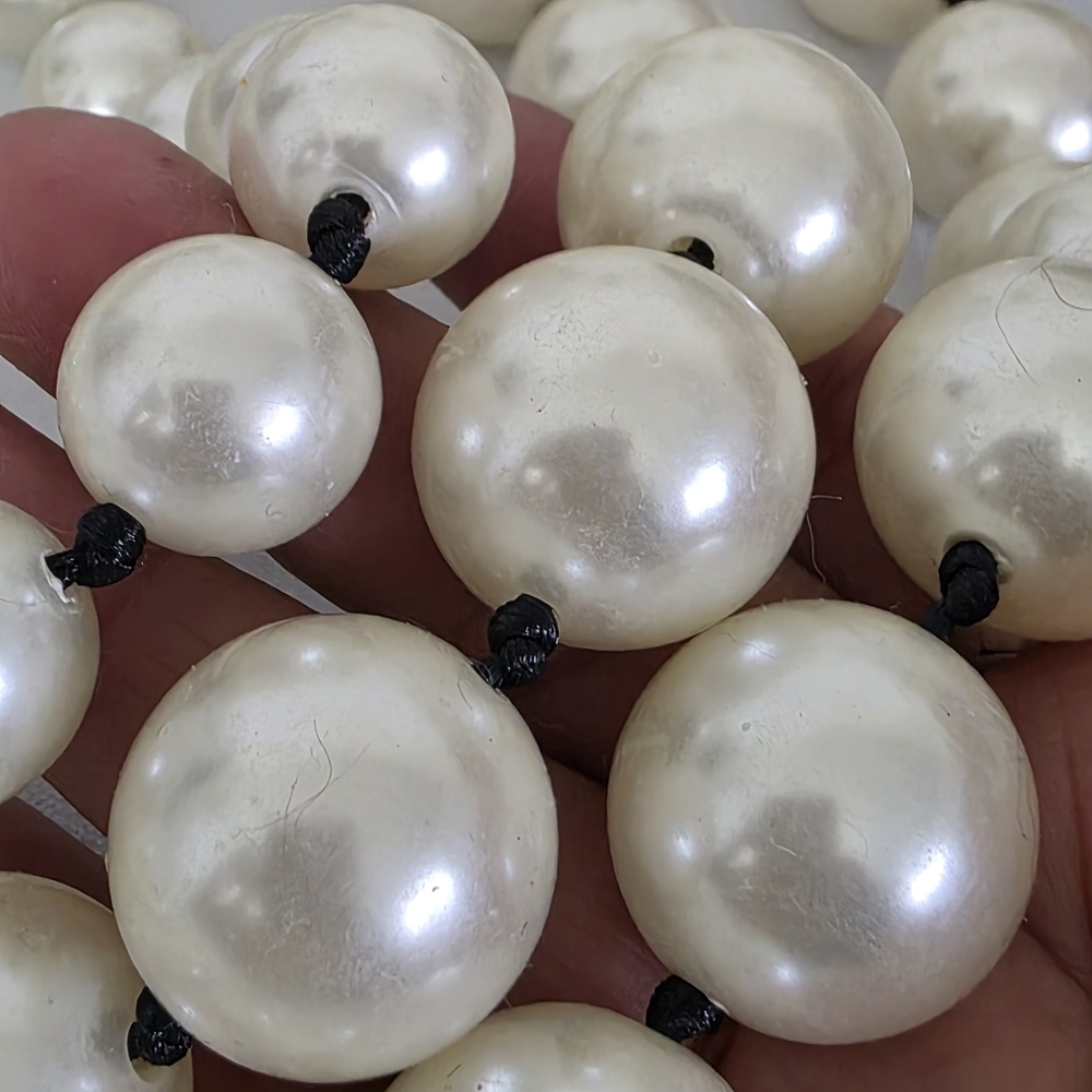 Large Statement Multi Strand Chunky Pearl Necklace and Earrings Set - Picture 8 of 15